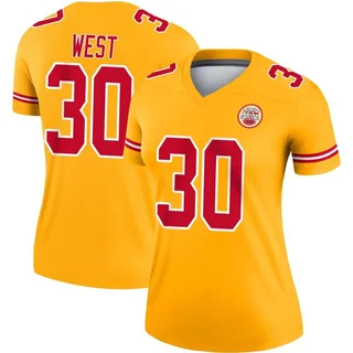 Charcandrick West Women's Kansas City Chiefs Nike Inverted Jersey - Legend Gold