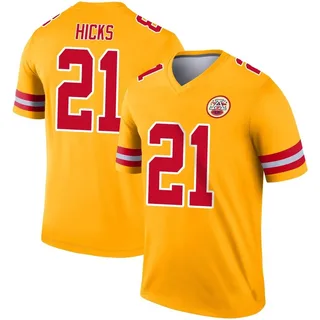 Jaden Hicks Men's Kansas City Chiefs Nike Inverted Jersey - Legend Gold