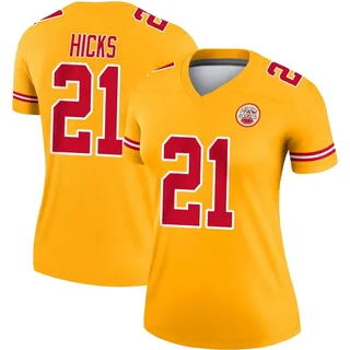 Jaden Hicks Women's Kansas City Chiefs Nike Inverted Jersey - Legend Gold